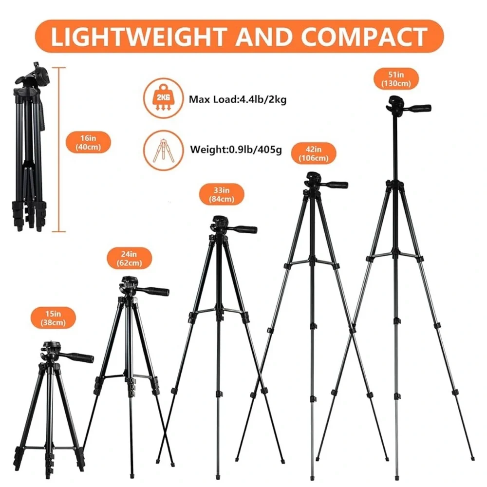 Polarduck Laser Level Tripod Phone Stand: 51-inch 130cm Aluminum Tripod -NWOB